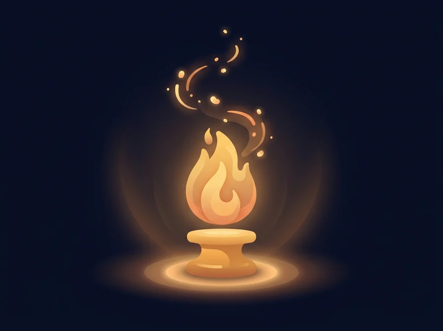A single warm flame burning above a pedestal